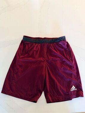 adidas Men's Burgundy Athletic Shorts with Black Waistband